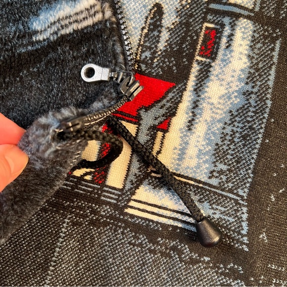 Vintage Coastal Cardigan Sweater Jacket Fleece Zip Up Lighthouse Made in USA Med - Picture 5 of 12